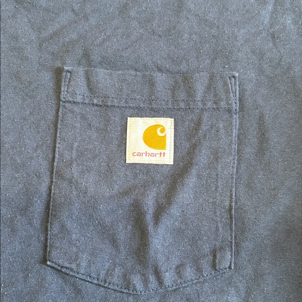 Carhartt Navy Pocket T-Shirt with Logo Patch 3XL loose fit - Picture 2 of 8